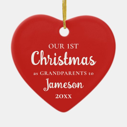 Eerste Kerstmis als Grootouders Red Heart Foto Keramisch Ornament (Voorkant)