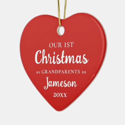 Eerste Kerstmis als Grootouders Red Heart Foto Keramisch Ornament (Links)