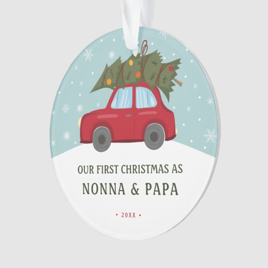 Eerste Kerstmis als Grootouders Rode auto Foto Ornament (voorkant)