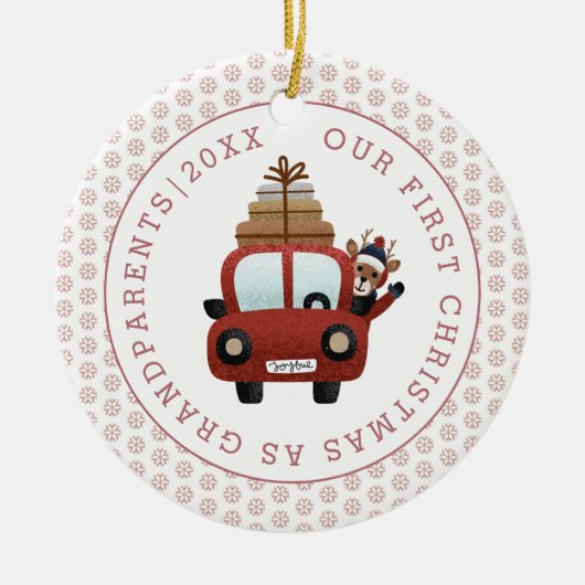 Eerste Kerstmis als grootouders roos goudfoto Keramisch Ornament (Voorkant)