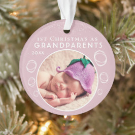 Eerste Kerstmis als grootouders Roze Baby Foto Ornament