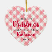 Eerste Kerstmis als grootouders Roze hartfoto Keramisch Ornament (Voorkant)