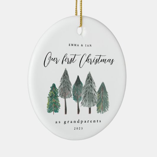 Eerste Kerstmis als grootouders Rustic Trees Keramisch Ornament (Rechts)