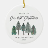 Eerste Kerstmis als grootouders Rustic Trees Keramisch Ornament (Voorkant)