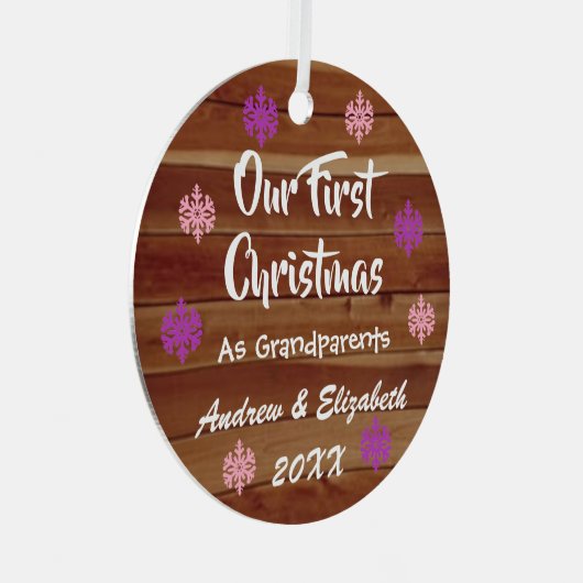 Eerste Kerstmis als grootouders Rustisch Metalen Ornament (Voorkant Rechts)