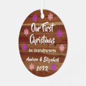 Eerste Kerstmis als grootouders Rustisch Metalen Ornament (Voorkant links)