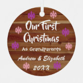 Eerste Kerstmis als grootouders Rustisch Metalen Ornament (Voorkant)