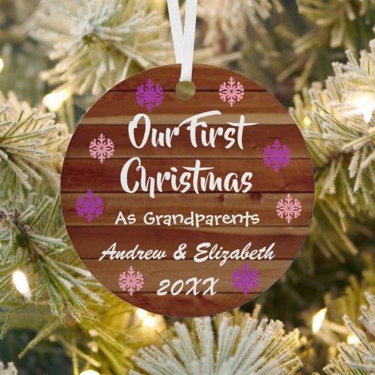 Eerste Kerstmis als grootouders Rustisch Metalen Ornament (Insitu)