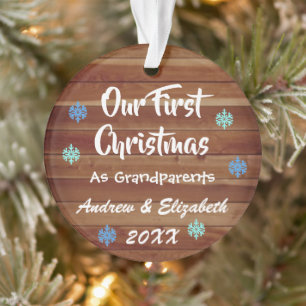 Eerste Kerstmis als grootouders Rustisch Ornament