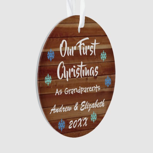 Eerste Kerstmis als grootouders Rustisch Ornament (voorkant)