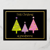 Eerste Kerstmis als grootouders Treezelen Aangepas Folie Feestdagenkaart (Voorkant)
