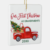 Eerste Kerstmis als grootouders Truck Red Green Keramisch Ornament (Rechts)
