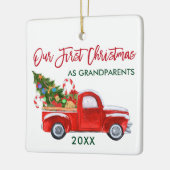 Eerste Kerstmis als grootouders Truck Red Green Keramisch Ornament (Links)