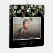 Eerste Kerstmis als Grootouders Winter Greenery Keramisch Ornament (Rechts)