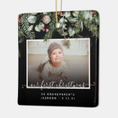 Eerste Kerstmis als Grootouders Winter Greenery Keramisch Ornament (Links)