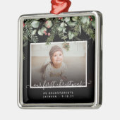 Eerste Kerstmis als Grootouders Winter Greenery Metalen Ornament (Links)