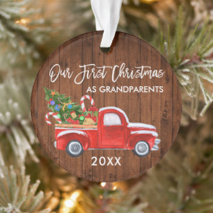 Eerste Kerstmis als grootouders Wood Truck Snoep Ornament