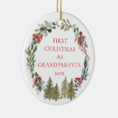 Eerste Kerstmis als grootouders Wreatfoto Keramisch Ornament (Rechts)