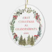 Eerste Kerstmis als grootouders Wreatfoto Keramisch Ornament (Links)