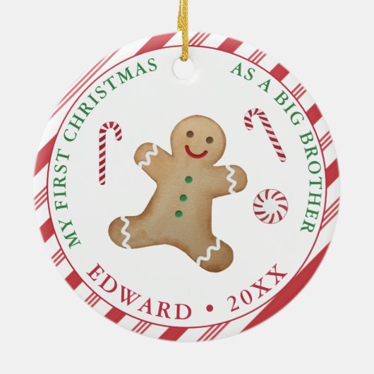 Eerste Kerstmis als grote broer Keramisch Ornament (Achterkant)