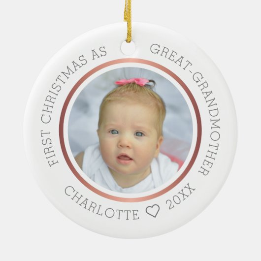Eerste Kerstmis als grote grootmoeder moderne foto Keramisch Ornament (Achterkant)
