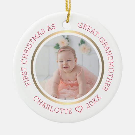 Eerste Kerstmis als grote grootmoeder moderne foto Keramisch Ornament (Voorkant)