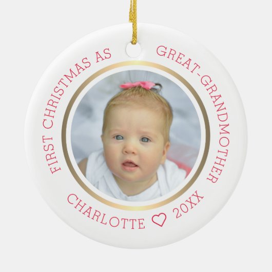 Eerste Kerstmis als grote grootmoeder moderne foto Keramisch Ornament (Achterkant)
