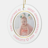 Eerste Kerstmis als grote grootouders Moderne foto Keramisch Ornament (Links)