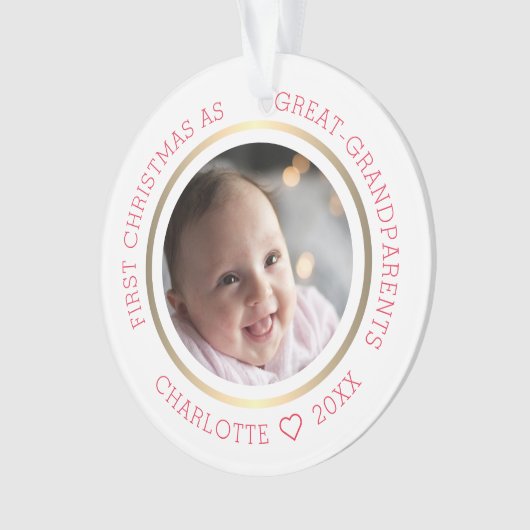 Eerste Kerstmis als grote grootouders Moderne foto Ornament (voorkant)