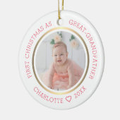 Eerste Kerstmis als grote grootvader moderne foto Keramisch Ornament (Links)