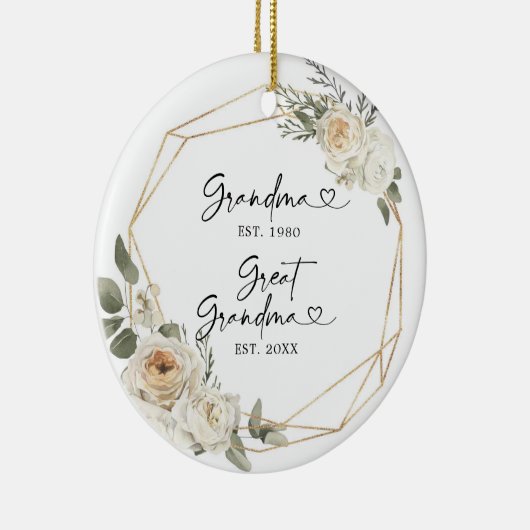 Eerste Kerstmis als Grote oma White Floral Keramisch Ornament (Rechts)