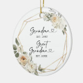 Eerste Kerstmis als Grote oma White Floral Keramisch Ornament (Links)