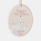 Eerste Kerstmis als grote zus - Cute Deer - Roze Keramisch Ornament (Rechts)