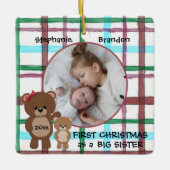 Eerste Kerstmis als grote zus gepersonaliseerde fo Keramisch Ornament (Voorkant)