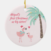 Eerste Kerstmis als Grote Zus Schattige Santa Flam Keramisch Ornament (Achterkant)