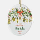 Eerste Kerstmis als grote zuster persoonlijke Garl Keramisch Ornament (Rechts)