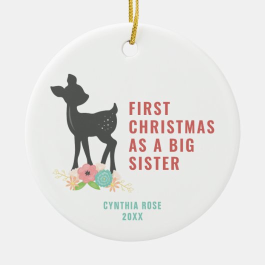 Eerste Kerstmis als grote zuster, persoonlijke voo Keramisch Ornament (Voorkant)