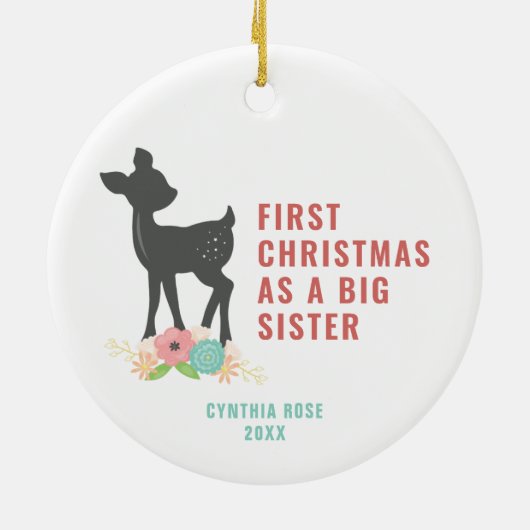 Eerste Kerstmis als grote zuster, persoonlijke voo Keramisch Ornament (Achterkant)