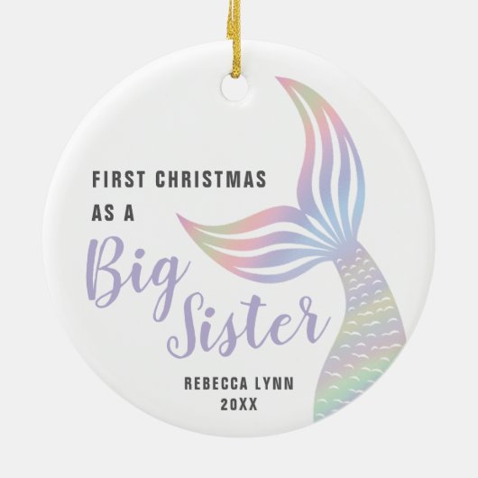 Eerste Kerstmis als grote zuster persoonlijke Zeem Keramisch Ornament (Achterkant)