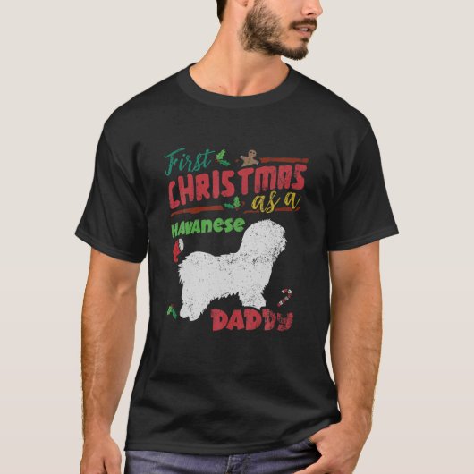Eerste Kerstmis als Havanese hond papa - Havanees T-shirt (Voorkant)