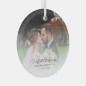 Eerste Kerstmis als huwelijksfoto Aangepast Glas Ornament (Voorkant Rechts)
