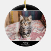 Eerste Kerstmis als kattevader 2 Foto 2 Sided Blac Keramisch Ornament (Achterkant)