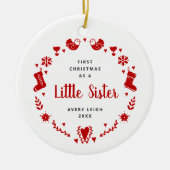 Eerste Kerstmis als kleine zuster met persoonlijke Keramisch Ornament (Voorkant)