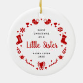 Eerste Kerstmis als kleine zuster met persoonlijke Keramisch Ornament (Achterkant)