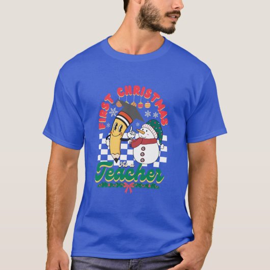Eerste Kerstmis als leraar - Kerstsneeuwpoppen T-shirt (Voorkant)