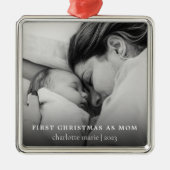 Eerste Kerstmis als mam elegante foto Metalen Ornament (Voorkant)
