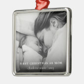 Eerste Kerstmis als mam elegante foto Metalen Ornament (Links)