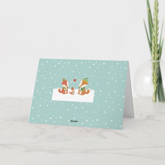 Eerste Kerstmis als mam en pap - Cute Woodland Fox Kaart (Achterkant)