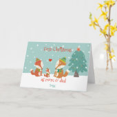 Eerste Kerstmis als mam en pap - Cute Woodland Fox Kaart (Gele Bloem)