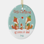 Eerste Kerstmis als mam en pap - Cute Woodland Fox Keramisch Ornament (Rechts)